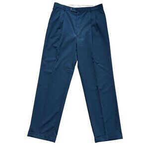 Ballin Classic Mens Dress Pants Mens 34 x 33 Black Wool Trousers Pleated Cuffed